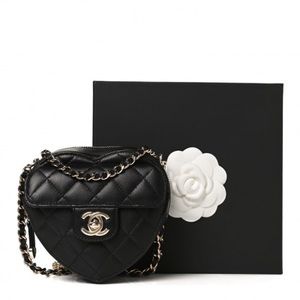 Chanel small crossbody Heart bag with chain in black Mini 22S